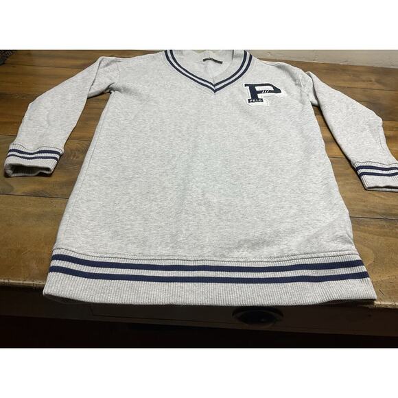 Polo Ralph Lauren V-neck Fleece in Grey Varsity Letterman Sweatshirt Dress XS - Picture 4 of 11